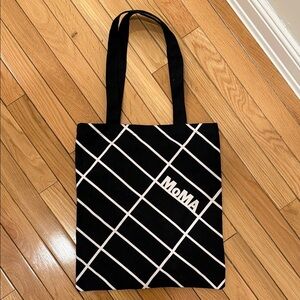 Moma Black and White Diagonal Grid Tote